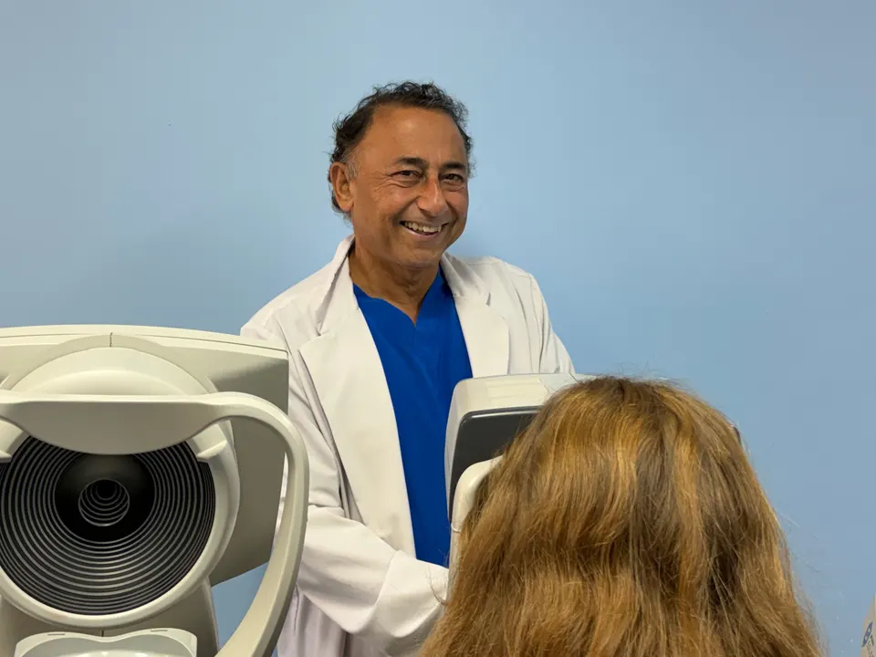 Dr. Khanna examining a patient at the Westlake Village office